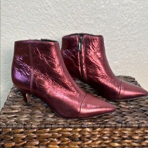 Sam Edelman Women Kinzey Metallic Pink Boots Side Zipper Small Heel‎ Size 7.5
